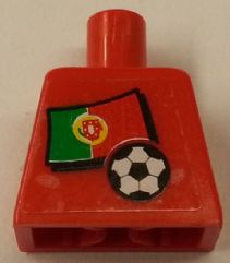 Torso Soccer Red/White Team, Portuguese Flag Sticker Front, Black Number Sticker Back Pattern (specify number in listing)