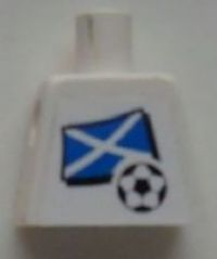 Torso Soccer White/Blue Team, Scottish Flag Sticker Front, Black Number Sticker Back Pattern (specify number in listing)