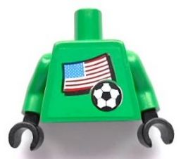 Torso Soccer US Goalie, US Flag Sticker Front, White Number Sticker Back Pattern (specify number in listing) / Green Arms / Black Hands