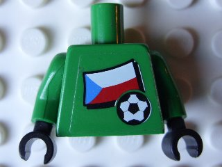 Torso Soccer Czech Goalie, Czech Flag Sticker Front, White Number Sticker Back Pattern (specify number in listing) / Green Arms / Black Hands