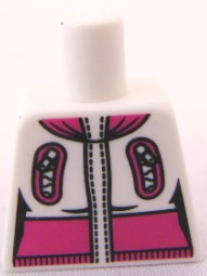 Torso Female Jacket with Zipper Pockets and Magenta Collar and Waist Panel Pattern