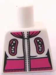 Torso Female Jacket with Zipper Pockets and Magenta Collar and Waist Panel Pattern