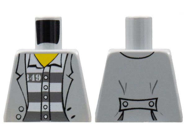 Torso Town Prisoner Jacket over Shirt with Buttons and Dark Bluish Gray Prison Stripes Pattern