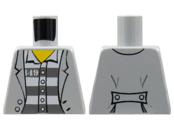 Torso Town Prisoner Jacket over Shirt with Buttons and Dark Bluish Gray Prison Stripes Pattern