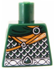 Torso Silver Scale Mail Armor, Cape, Medium Nougat Straps and Scarf, Thick Belt with Jewel and Filigree Pattern