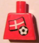 Torso Soccer Red/White Team, Danish Flag Sticker Front, Black Number Sticker Back Pattern (specify number in listing)