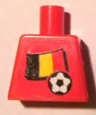Torso Soccer Red/White Team, Belgian Flag Sticker Front, Black Number Sticker Back Pattern (specify number in listing)