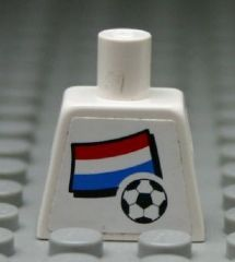 Torso Soccer White/Blue Team, Dutch Flag Sticker Front, Black Number Sticker Back Pattern (specify number in listing)