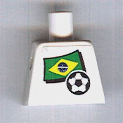 Torso Soccer White/Blue Team, Brazilian Flag Sticker Front, Black Number Sticker Back Pattern (specify number in listing)
