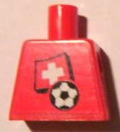 Torso Soccer Red/White Team, Swiss Flag Sticker Front, Black Number Sticker Back Pattern (specify number in listing)