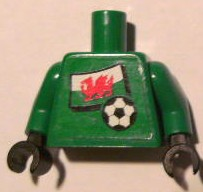Torso Soccer Welsh Goalie, Welsh Flag Sticker Front, White Number Sticker Back Pattern (specify number in listing) / Green Arms / Black Hands