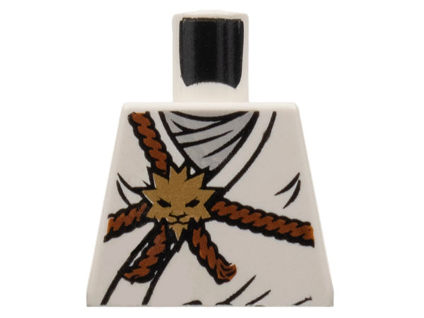 Torso Ninjago Reddish Brown Rope, Gold Lion Medallion, and Light Bluish Gray Undershirt Pattern
