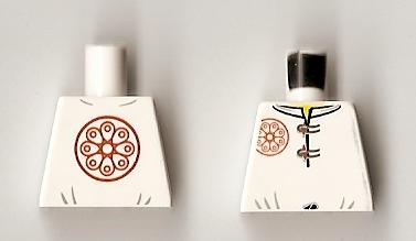 Torso Ninjago Dark Orange Flower Medallion and Gray Toggle Buttons Pattern