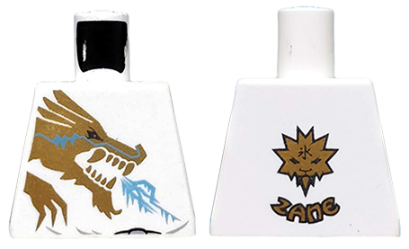 Torso Ninjago Gold Dragon Front and Gold Lion and 'ZANE' Back Pattern