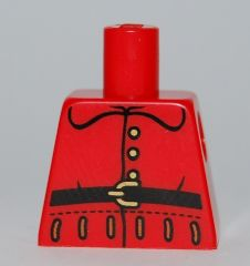 Torso Rounded Collar, Three Gold Buttons, and Black Belt with Buckle Pattern