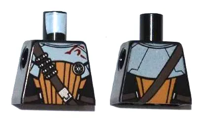 Torso SW Armor, Dark Brown Shoulder Strap with Ammo, Dark Red Symbol, Silver Round Badge Pattern