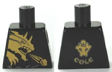 Torso Ninjago Gold Dragon Front and Gold Lion and 'COLE' Back Pattern