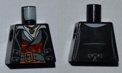 Torso PotC Topcoat with Red and Gold Vest and Dark Bluish Gray Belt Pattern