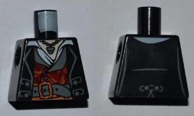 Torso PotC Topcoat with Red and Gold Vest and Dark Bluish Gray Belt Pattern