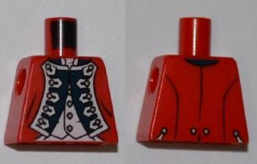 Torso PotC Officer's Uniform with White Vest and Gold Buttons Pattern (King George)