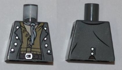 Torso PotC Vest over Dark Tan Shirt and Light Bluish Gray Scarf Pattern