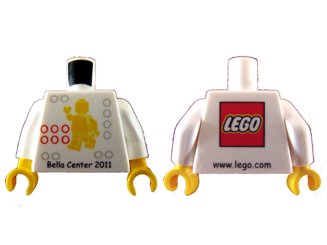 Torso LEGO World Denmark 2011 Bella Center Pattern / White Arms / Yellow Hands