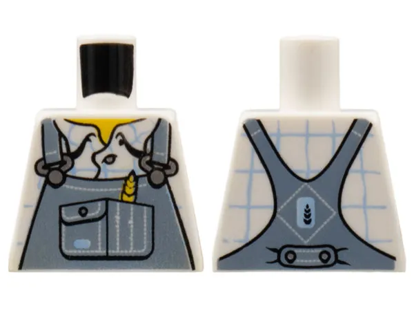 Torso Overalls Sand Blue with Wheat Spike in Pocket Pattern