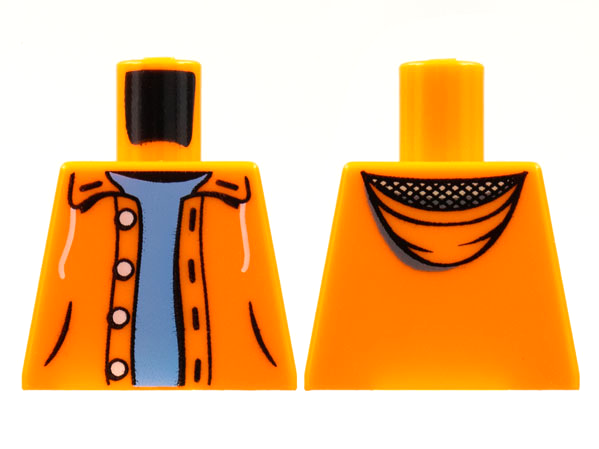 Torso Open Jacket Hoodie with 4 Buttons over Medium Blue Sweater Pattern