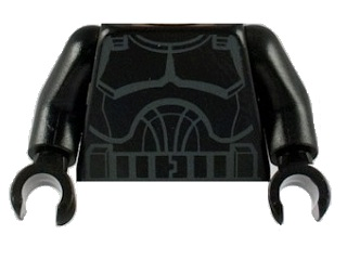 Torso SW Armor Clone Trooper Dark Bluish Gray Outline Pattern (Clone Wars) / Black Arms / Black Hands