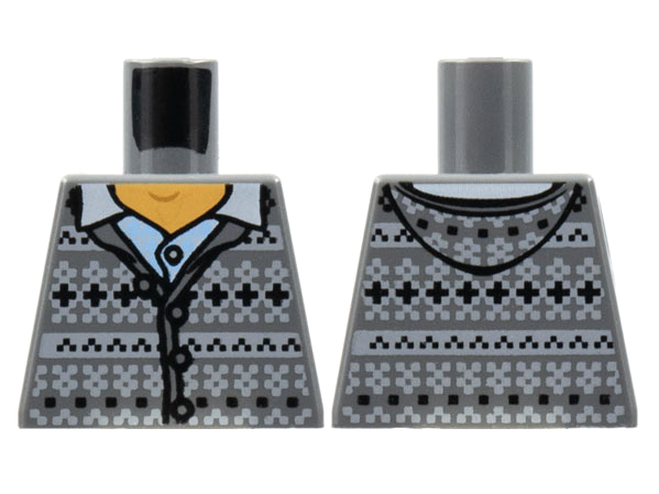 Torso Fair Isle Cardigan Sweater with Hood, Open Collar Pattern