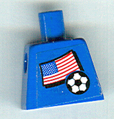 Torso Soccer Women's Team, United States of America (USA) Flag Sticker Front, White Number Red Outlined Sticker Back Pattern (specify number in listing)