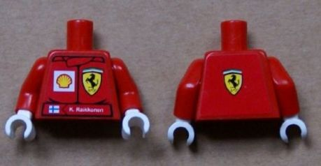 Torso Racers Ferrari/Shell front, Ferrari Logo back (Stickers) with K. Raikkonen Name Pattern / Red Arms / White Hands
