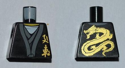 Torso Ninjago Gold Asian Characters Front and Dragon Back Pattern