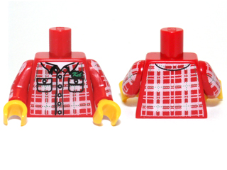 Torso Plaid Shirt with Buttons, Pockets and 'Kel' Pattern / Red Arms with Plaid Shirt Pattern / Yellow Hands