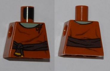 Torso SW Dark Brown Waist Sash, Sand Green Neck Pattern