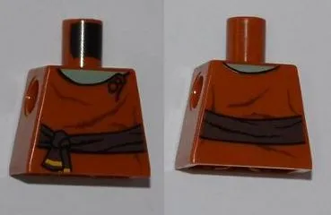 Torso SW Dark Brown Waist Sash, Sand Green Neck Pattern