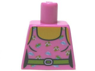 Torso Female Dark Pink Top with Colorful Decorations Pattern (Eighties Style Gym Clothes)