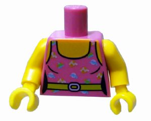Torso Female Dark Pink Top with Colorful Decorations Pattern (Eighties Style Gym Clothes) / Yellow Arms / Yellow Hands