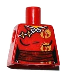 Torso Female Ninjago Robe with Dark Red Sash and Gold Phoenix Pattern