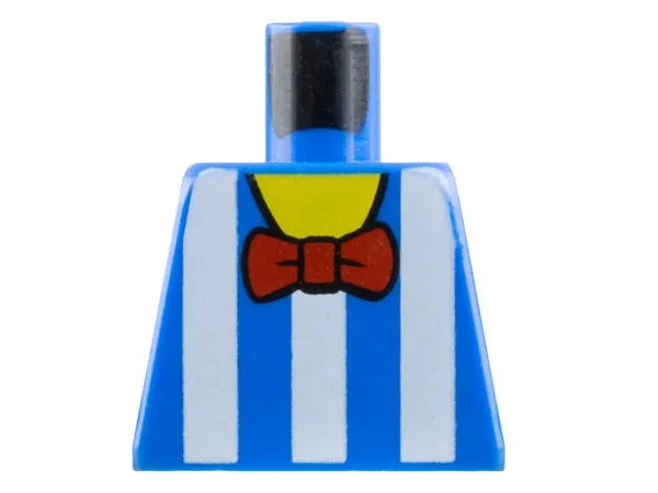 Torso Shirt with White Vertical Stripes, Red Bow Tie, Yellow Neck Pattern