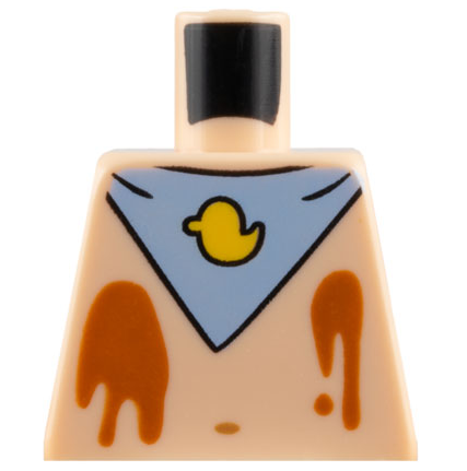 Torso Bright Light Blue Bib with Yellow Duck, Dark Orange Ice Cream Splotches, Medium Nougat Navel Pattern