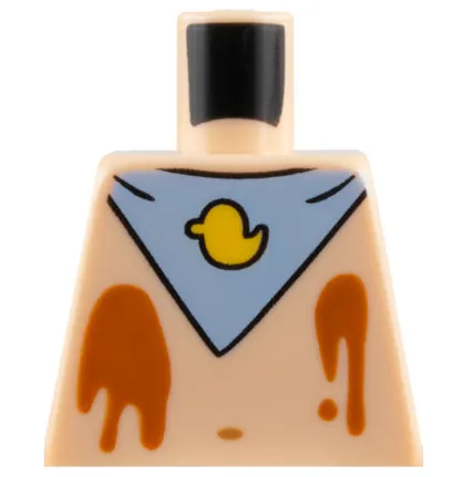 Torso Bright Light Blue Bib with Yellow Duck, Dark Orange Ice Cream Splotches, Medium Nougat Navel Pattern