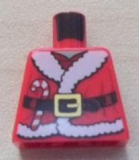 Torso Santa Jacket with Fur, Black Belt and Candy Cane Pattern