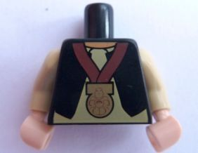 Torso Black Vest, White Shirt, Light Nougat Neck, Gold Medal Pattern / Tan Arms / Light Nougat Hands
