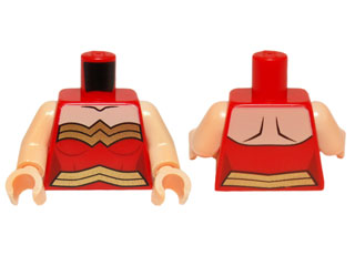 Torso Female Outline and Gold Trim and Belt Low Cut Pattern (Wonder Woman) / Light Nougat Arms / Light Nougat Hands