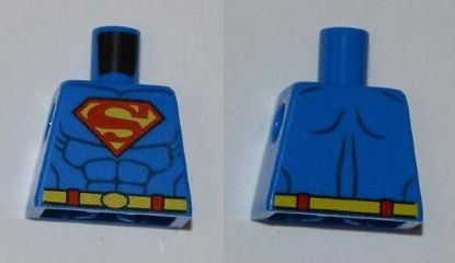 Torso Super Hero Costume with Dark Blue Muscles, Red and Yellow Superman 'S' Logo, Yellow Belt with Oval Clasp Pattern