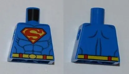 Torso Super Hero Costume with Dark Blue Muscles, Red and Yellow Superman 'S' Logo, Yellow Belt with Oval Clasp Pattern