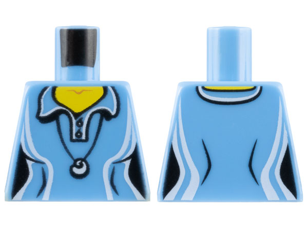 Torso Female Shirt with Two Buttons and Shell Pendant Pattern