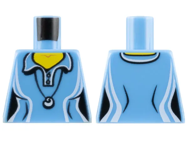 Torso Female Shirt with Two Buttons and Shell Pendant Pattern