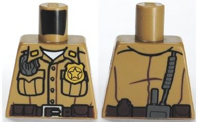 Torso Shirt Button Down with Pockets, Radio, Badge and Dark Brown Belt Pattern